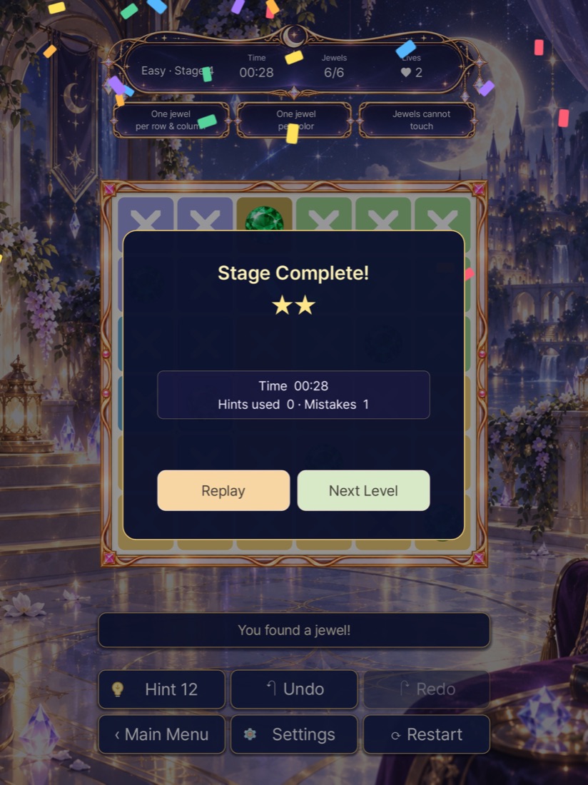 JewelDoku — Stage complete